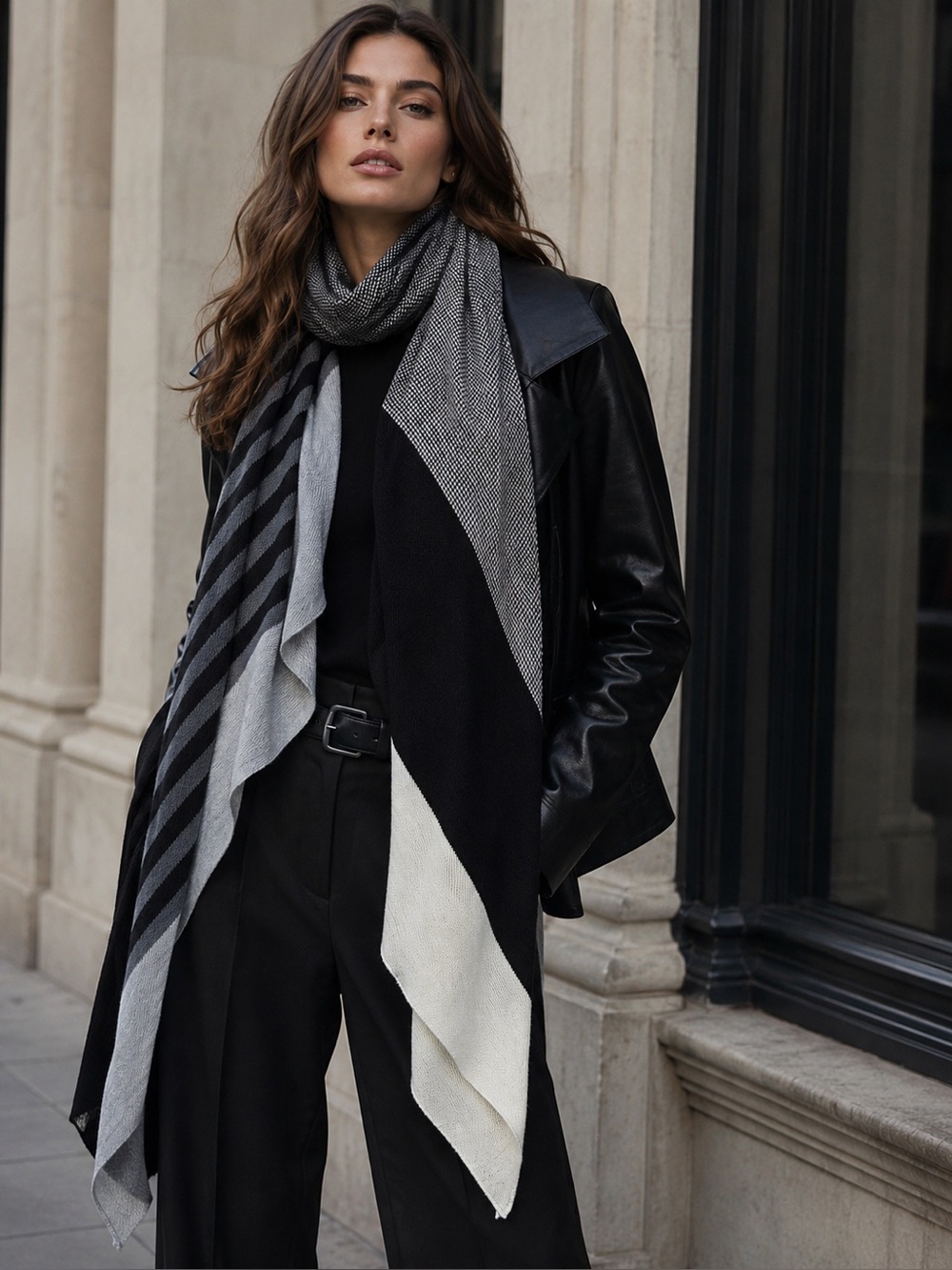Smartwool Oversized Asymmetrical Statement Scarf 🖤🩶🤍